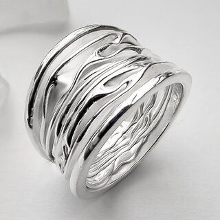 Einzigartiger Ring aus gefaltetem 925er Silber - Unikat - Fingerring - Sterlingsilber - Gre 52