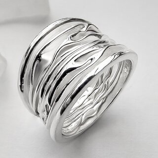 Einzigartiger Ring aus gefaltetem 925er Silber - Unikat - Fingerring - Sterlingsilber - Größe 54
