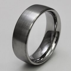 Eleganter Bandring aus mattiertem Edelstahl - 7 mm - Verlobungsring - Partnerring - Fingerring - Größe 56
