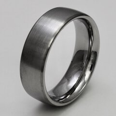 Eleganter Bandring aus mattiertem Edelstahl - 7 mm - Verlobungsring - Partnerring - Fingerring - Größe 58