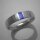 Eleganter Spannring aus fein mattiertem Edelstahl mit synthetischem Saphir - 5 mm - Fingerring - Größe 66