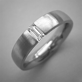 Eleganter Spannring aus fein mattiertem Edelstahl mit weiem Zirkonia - 5 mm - Fingerring - Gre 52